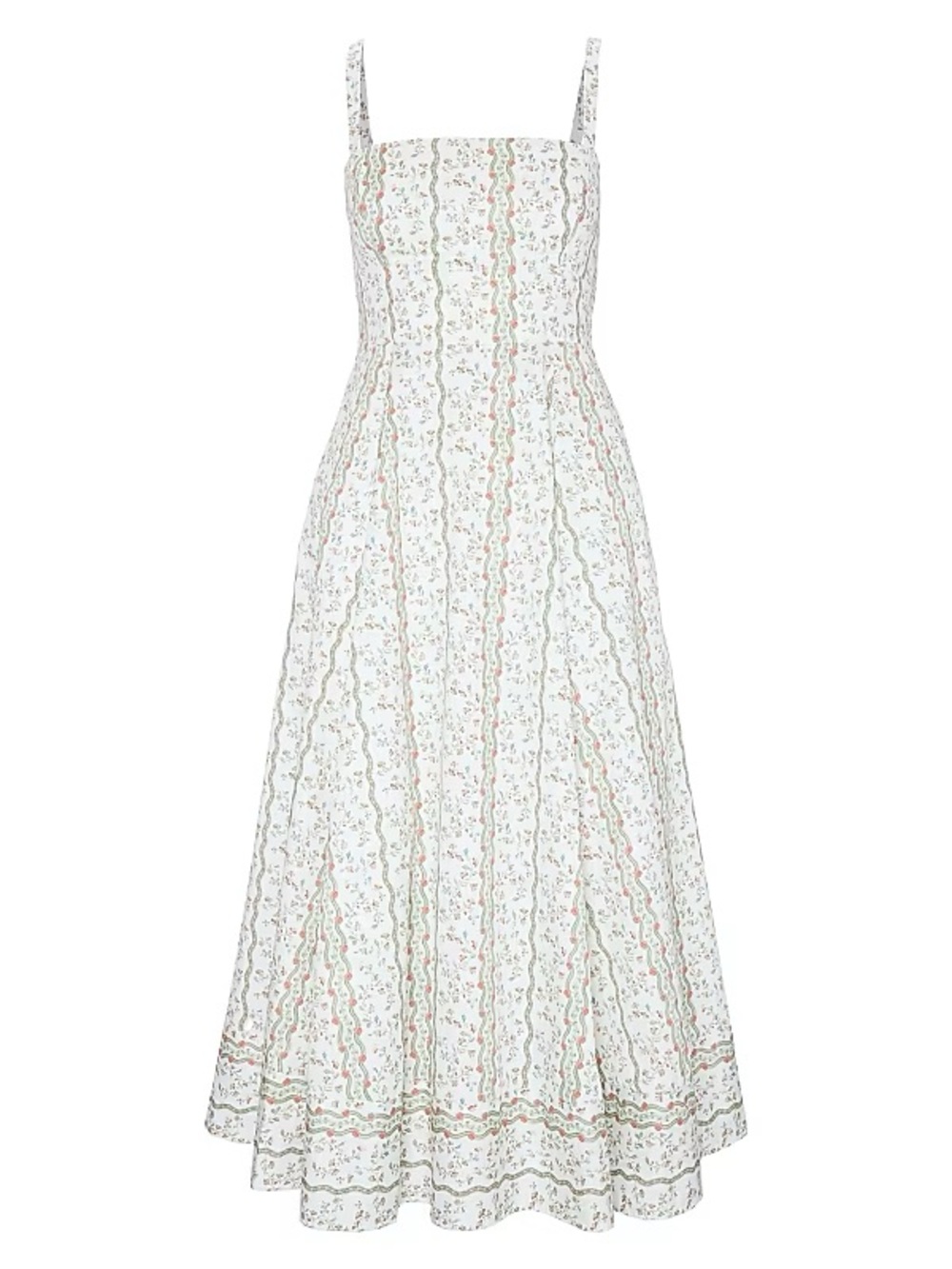 Hill House Midi Dress in White and Sage Floral - Picture 3 of 7